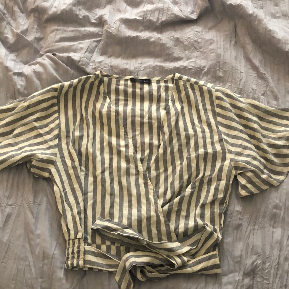 Wrapped Striped Crop Top